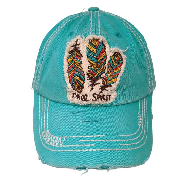 Free Spirit Strapback Baseball Cap Blue One Size Adjustable Distressed KB ETHOS - Picture 1 of 10